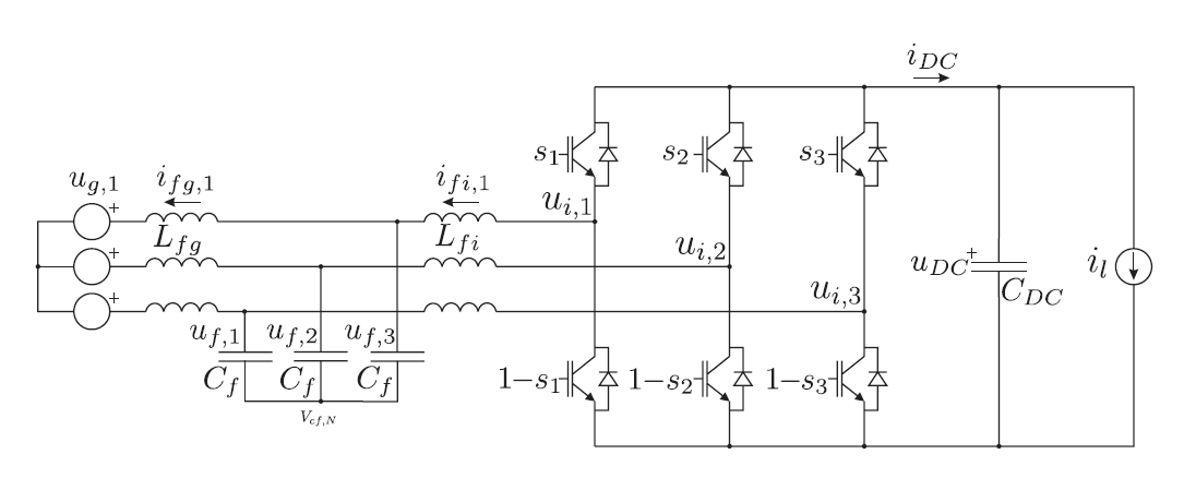 Three-phase grid inverter with LCL filters